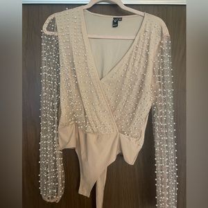 Windsor Luxe Be A Lady Faux Pearl Bodysuit